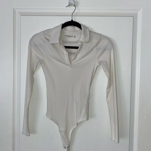 Abercrombie & Fitch long sleeve ribbed polo bodysuit
